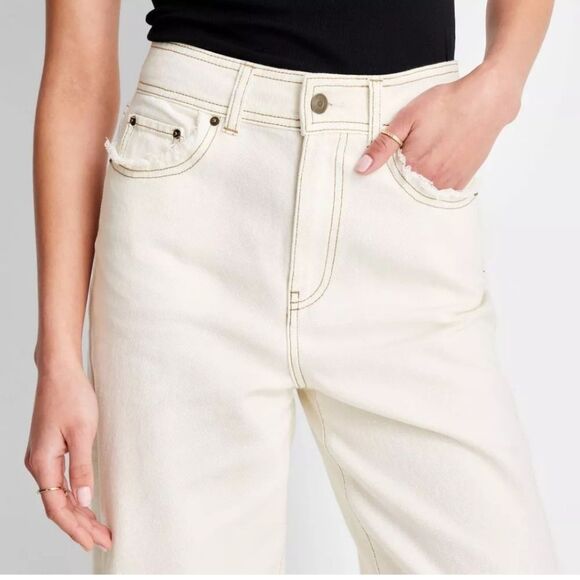 🆕 Future Collective Jenny K Lopez Collection Cream High Rise Wide Leg Jeans 26w - Picture 7 of 9